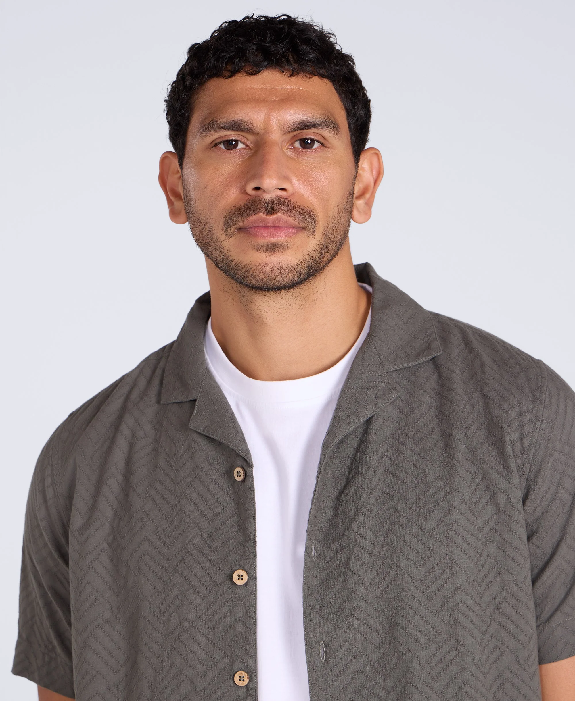 Fiji Mens Textured Shirt - Green - Image 3