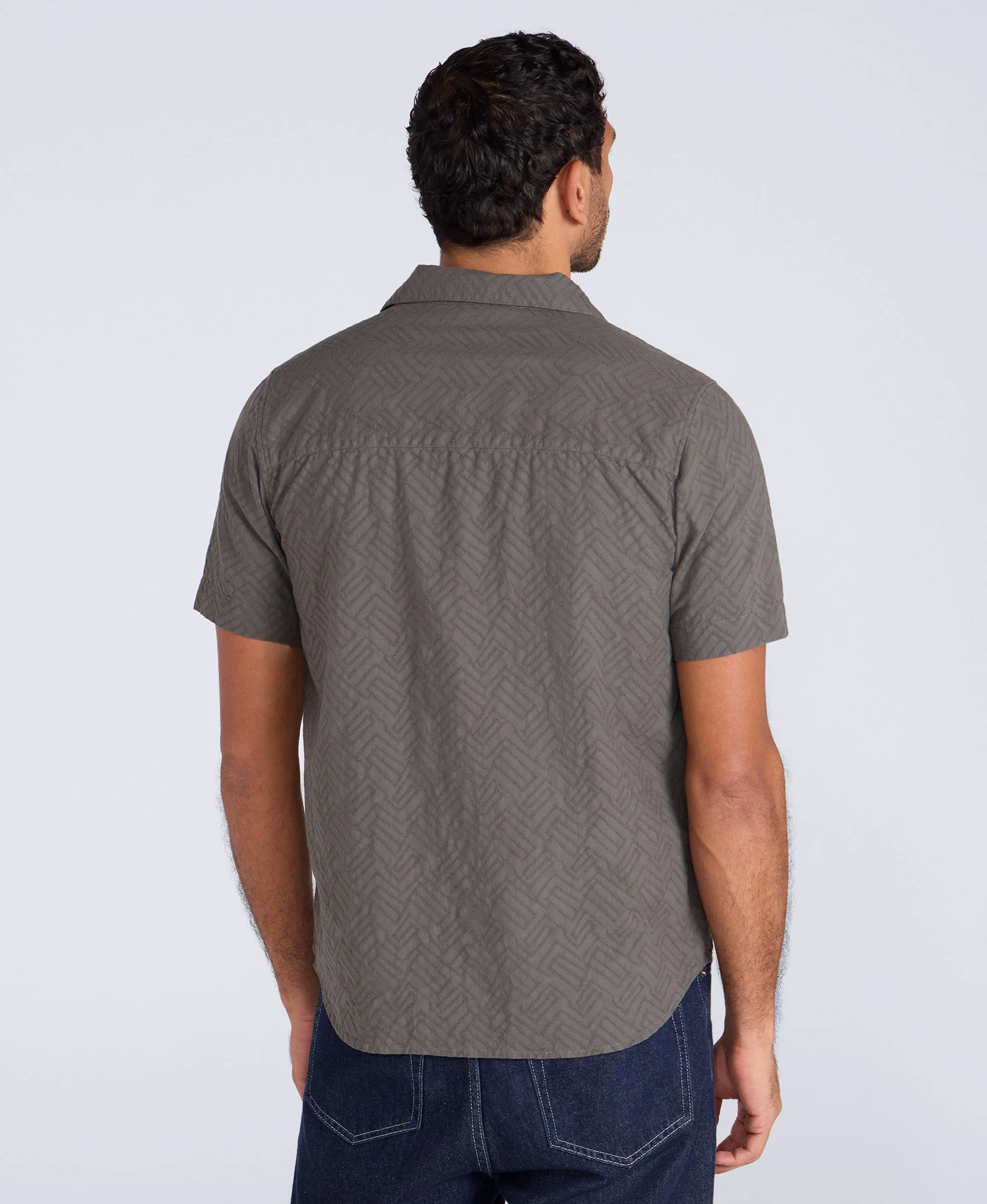 Fiji Mens Textured Shirt - Green - Image 4