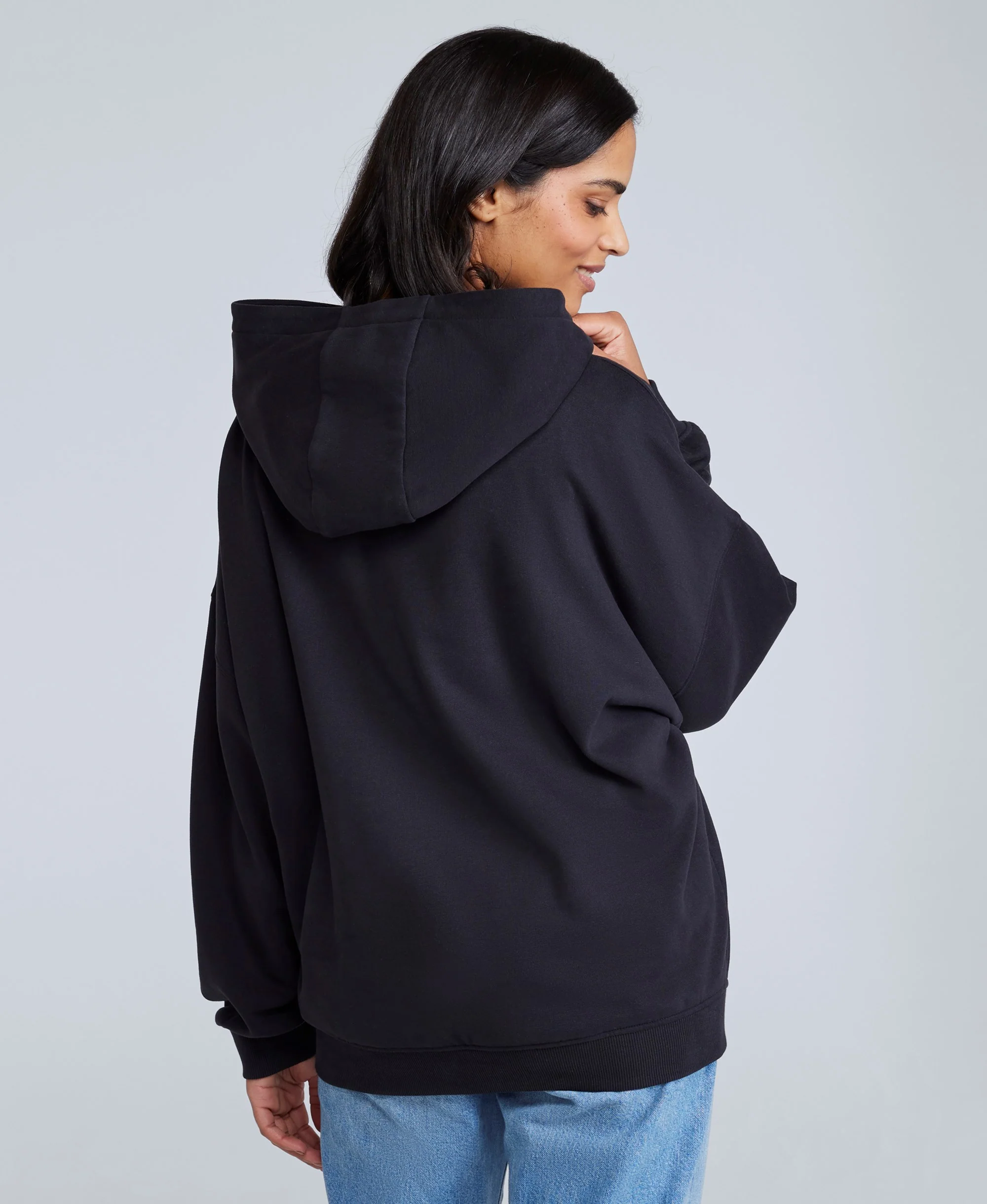 Idol Womens Drop Shoulder Hoodie - Jet Black - Image 3