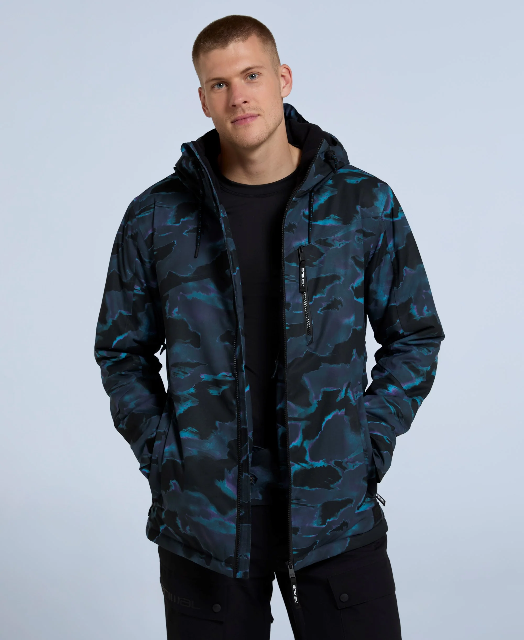 Laxx Mens Printed Snow Jacket - Charcoal - Image 3