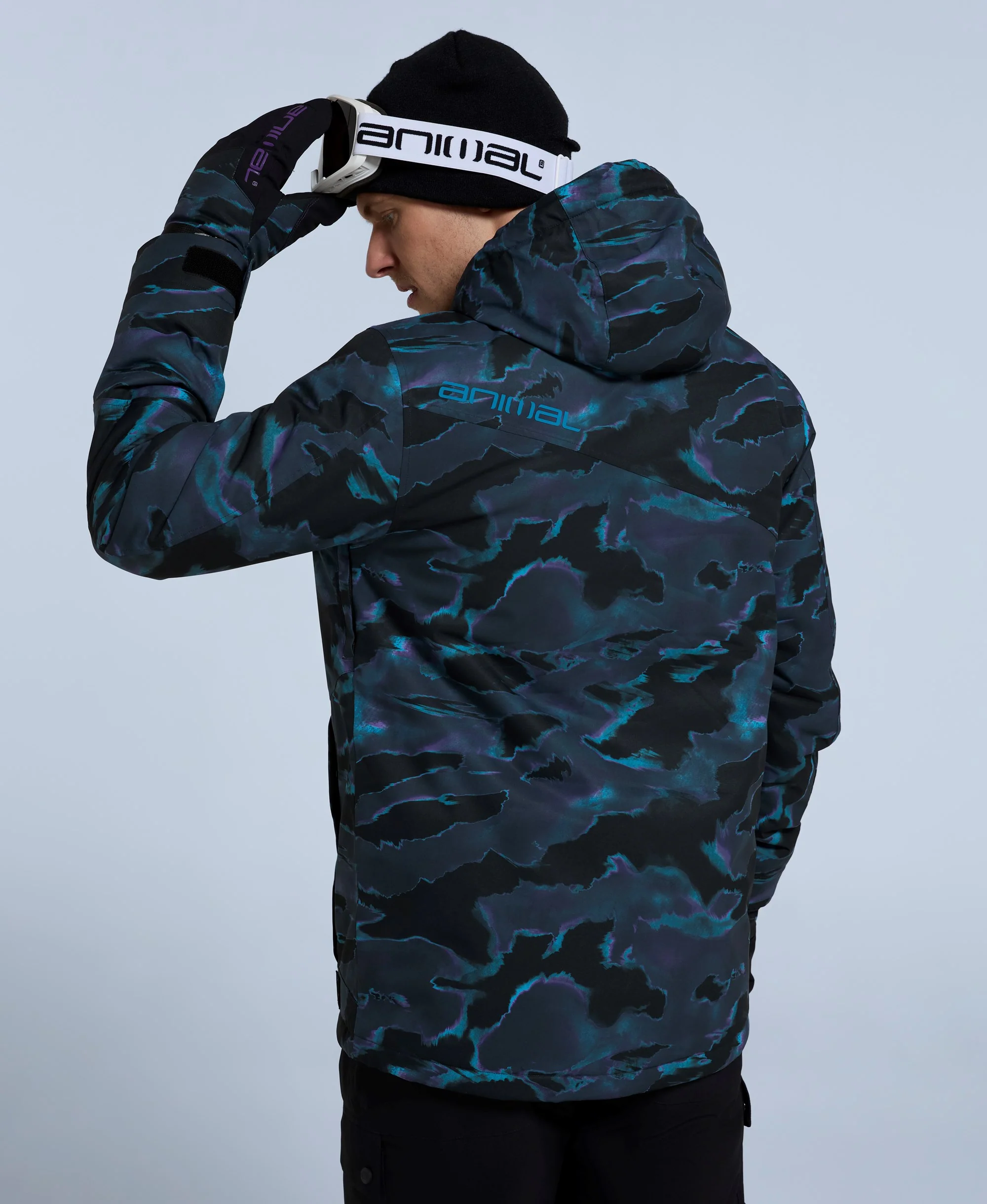 Laxx Mens Printed Snow Jacket - Charcoal - Image 4