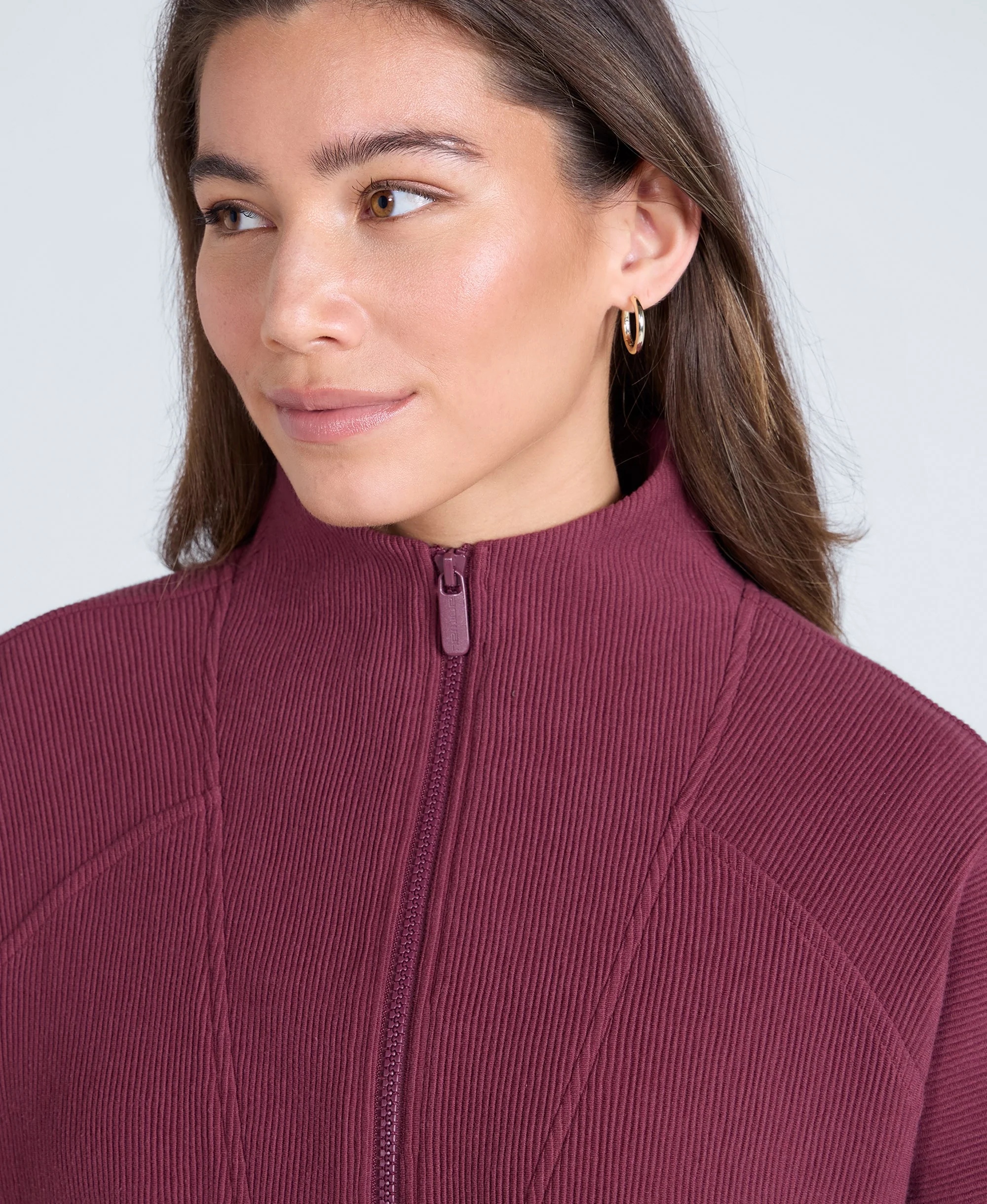 Ottoman Womens Half Zip Sweatshirt - Burgundy - Image 4